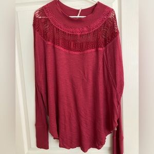 Red long sleeve free people shirt